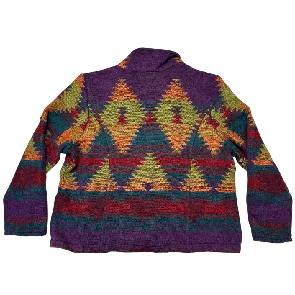 COLDWATER CREEK Colorful Southwestern Print Woven Blanket Coat Size XL Petite - Picture 5 of 10
